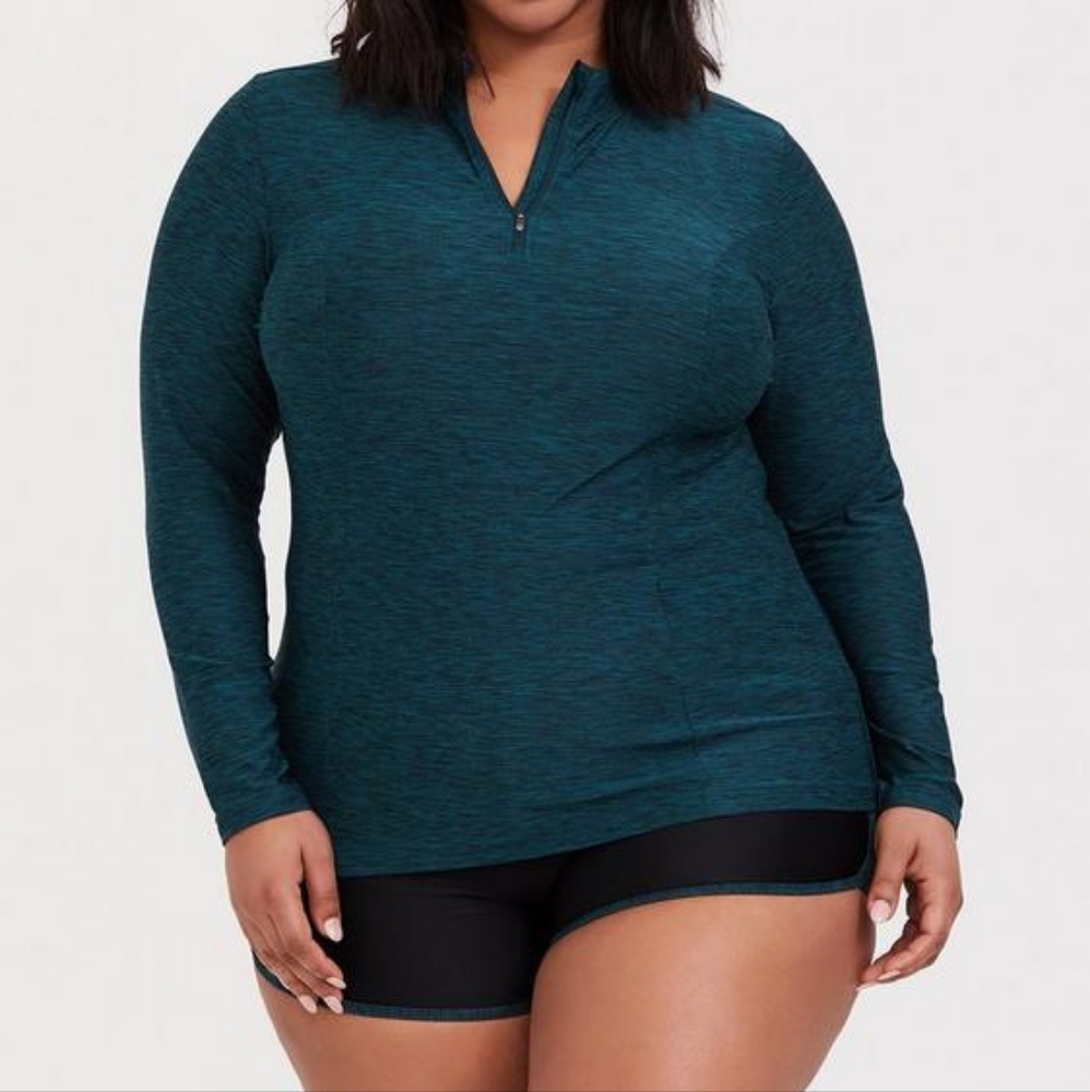 Torrid Dark Green Space Dye Rashguard & Swim Shorts Set 2X